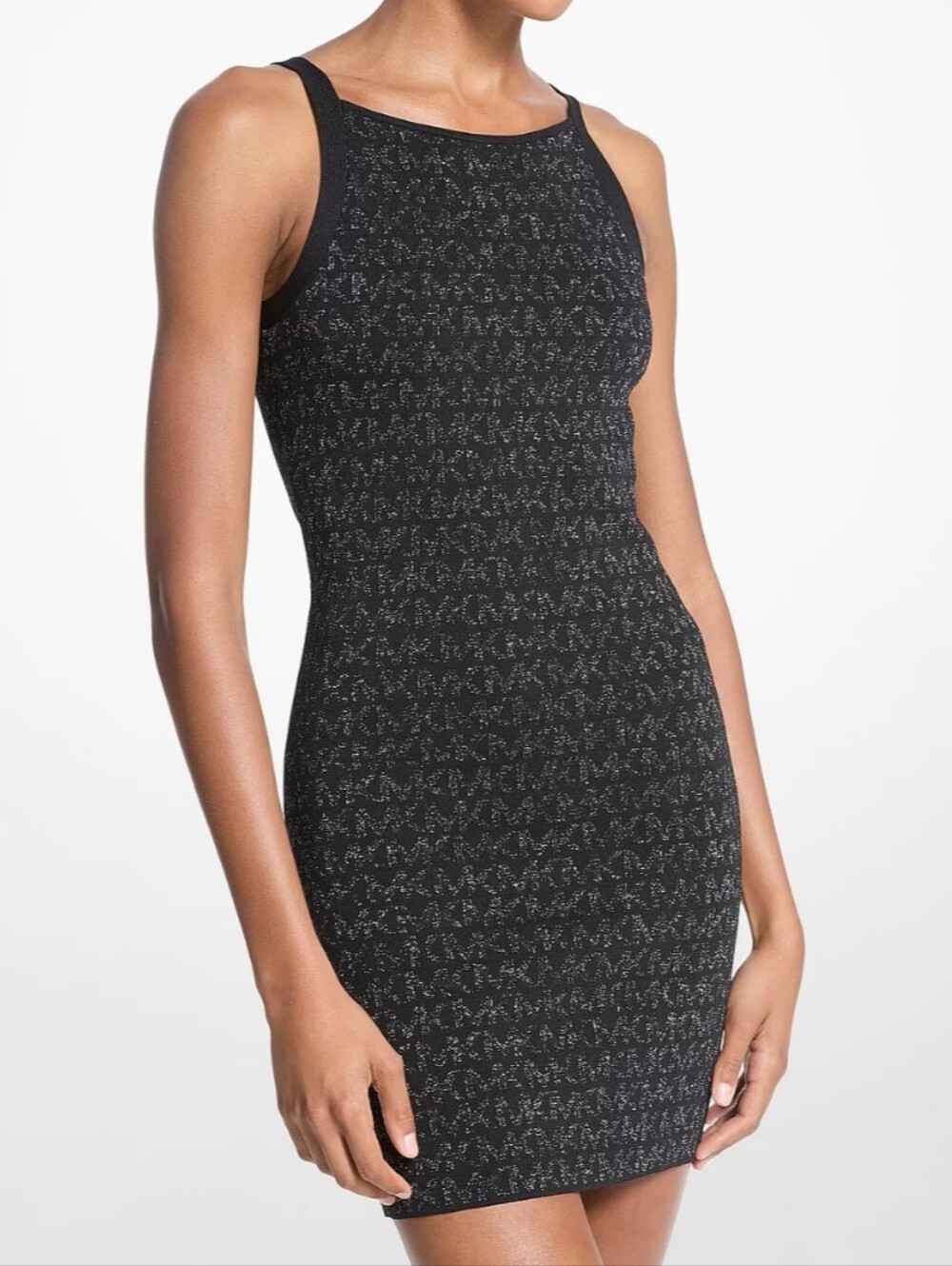 Michael Kors Womens Metallic Logo Jacquard Tank Dress - Medium **NWT**